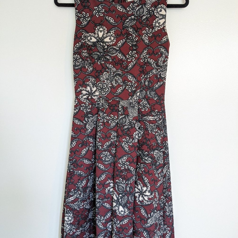 Burgundy and black floral patterned Modcloth dress